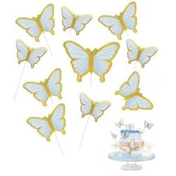 Topper piker dekoracja tort motyle roczek urodziny baby shower złoty 10szt